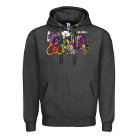 Charcoal Heather CNA Certified Nursing Assistant Mardi Gras Zipper Hoodie - LillyAllenDesigns