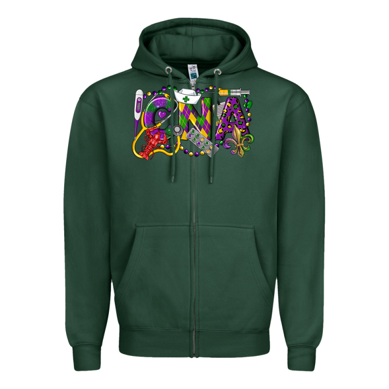 Cna Certified Nursing Assistant Mardi Gras Zipper Hoodie by LillyAllenDesigns | Teevron