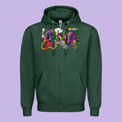 Cna Certified Nursing Assistant Mardi Gras Zipper Hoodie Designed By Lillyallendesigns