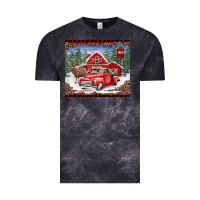 Cloud Black Christmas farm reindeer and truck Vintage Tee - BarkalooDesign