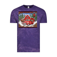 Cloud Purple Christmas farm reindeer and truck Vintage Tee - BarkalooDesign