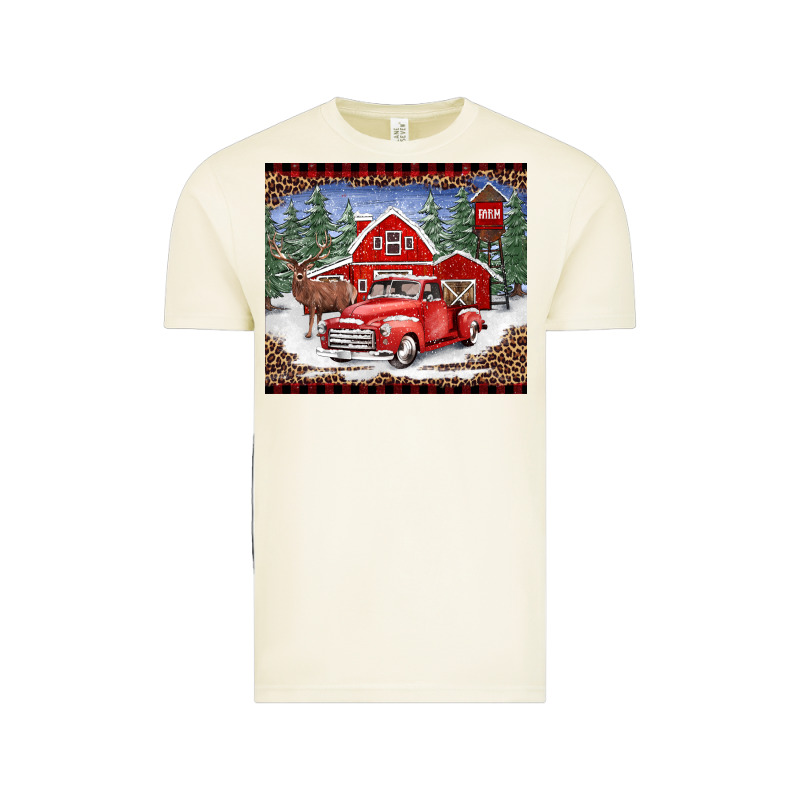 Christmas Farm Reindeer And Truck Vintage Tee by BarkalooDesign | Teevron