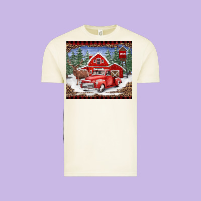 Christmas Farm Reindeer And Truck Vintage Tee Designed By Barkaloodesign