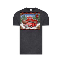 Vintage Black Christmas farm reindeer and truck Vintage Tee - BarkalooDesign