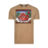 Vintage Coffee Christmas farm reindeer and truck Vintage Tee - BarkalooDesign