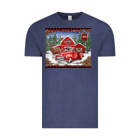 Vintage Denim Christmas farm reindeer and truck Vintage Tee - BarkalooDesign