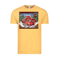 Vintage Mustard Christmas farm reindeer and truck Vintage Tee - BarkalooDesign