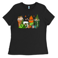 Black camping coffee cups Ladies Tee - Zillion Design Studio