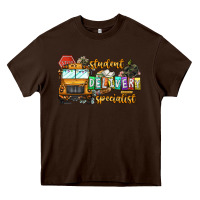 Chocolate Brown Student Delivery Specialist Heavy Core Tee - CowhideDigitalArt