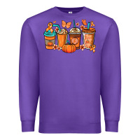 Purple Kidney Cancer coffee cups orange ribbon Premium Sweatshirt - NancyCooperArtShop