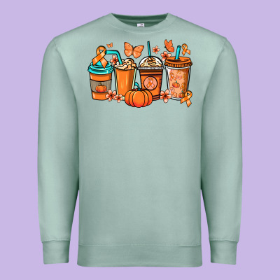 Kidney Cancer Coffee Cups Orange Ribbon Premium Sweatshirt Designed By Nancycooperartshop