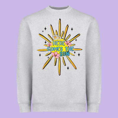 Here Comes The Sun Heavyweight Sweatshirt Designed By Maliassmallbusiness