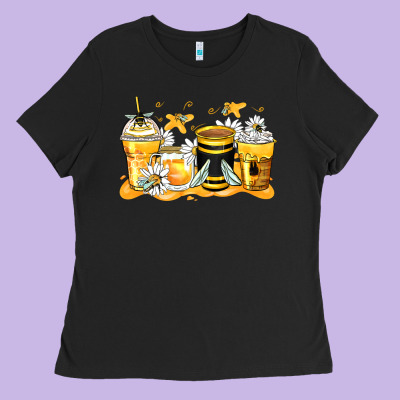 Bumble Bee Coffee Cups Ladies Tee Designed By Zillion Design Studio