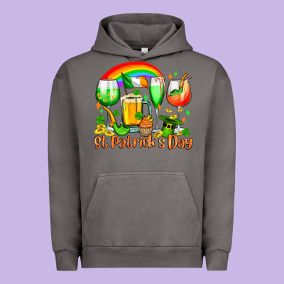 St. Patrick's Wine Glasses Urban Hoodie Designed By Oliviacreatesart