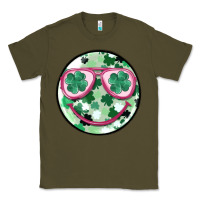 Army Green st patrick's smiley Classic Tee - MaliasSmallBusiness