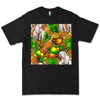 Black St patricks  goat family with balloons seamless Premium Tee - FaDigitalArtStudio