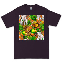 Plum St patricks  goat family with balloons seamless Premium Tee - FaDigitalArtStudio