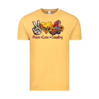 Vintage Mustard peace love country american texas flag boots Vintage Tee - AdoDesignShop