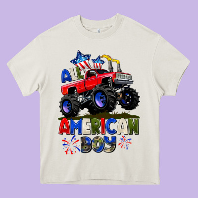All American Boy 4th July Heavy Core Tee Designed By Cowgirlartshop