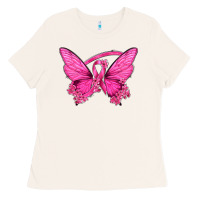 Bone Breast Cancer Butterfly Ladies Tee - texasbilliewilder