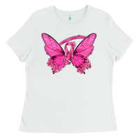 White Breast Cancer Butterfly Ladies Tee - texasbilliewilder