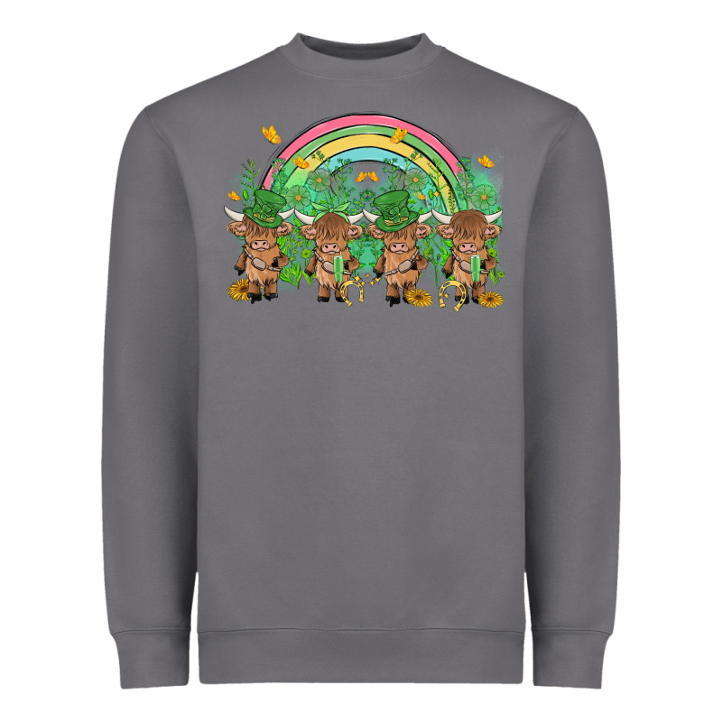 St Patrick's Day Baby Highland Cow Heavyweight Sweatshirt by MaliasSmallBusiness | Teevron