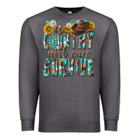 Charcoal Heather Western a Country Girl Can Survive Premium Sweatshirt - texasbilliewilder