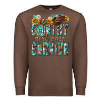 Chestnut Western a Country Girl Can Survive Premium Sweatshirt - texasbilliewilder
