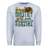 Heather Grey Western a Country Girl Can Survive Premium Sweatshirt - texasbilliewilder