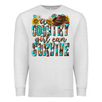Oatmeal Heather Western a Country Girl Can Survive Premium Sweatshirt - texasbilliewilder