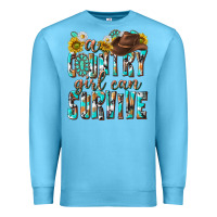 Ocean Blue Western a Country Girl Can Survive Premium Sweatshirt - texasbilliewilder