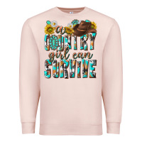Pale Pink Western a Country Girl Can Survive Premium Sweatshirt - texasbilliewilder
