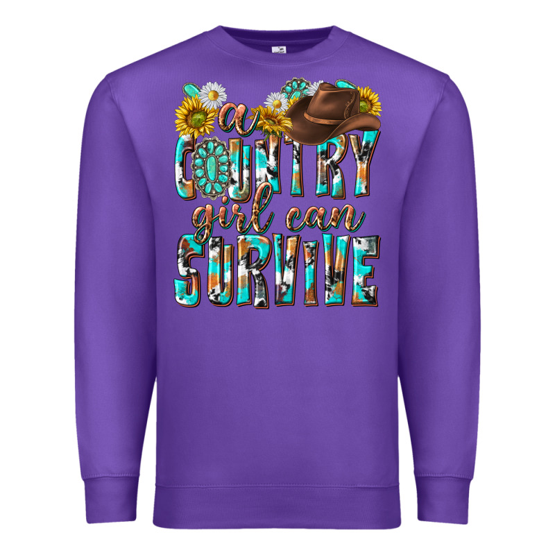 Western A Country Girl Can Survive Premium Sweatshirt by texasbilliewilder | Teevron