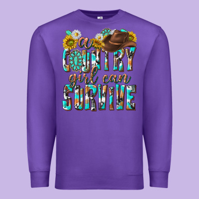 Western A Country Girl Can Survive Premium Sweatshirt Designed By Texasbilliewilder
