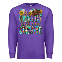 Purple Western a Country Girl Can Survive Premium Sweatshirt - texasbilliewilder