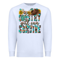 White Western a Country Girl Can Survive Premium Sweatshirt - texasbilliewilder