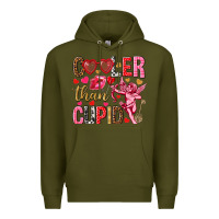 Army Green Cooler than Cupid Valentine's Day Premium Hoodie - HowdyJamesFarm