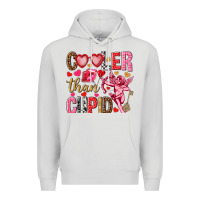 Dove Grey Cooler than Cupid Valentine's Day Premium Hoodie - HowdyJamesFarm