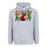 Heather Grey Mexican Skeletons Heavyweight Hoodie - texasbilliewilder