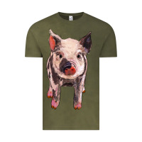 Vintage Olive pig Vintage Tee - BarkalooDesign
