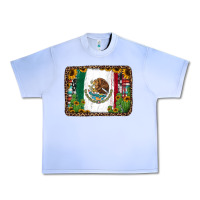 Grape Ice mexican flag background with cactus and sunflower Urban Heavy Tee - Jasminsmagicworld