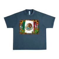 Midnight Navy mexican flag background with cactus and sunflower Urban Heavy Tee - Jasminsmagicworld