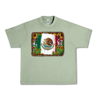 Oil Green mexican flag background with cactus and sunflower Urban Heavy Tee - Jasminsmagicworld