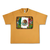 Peanut Butter mexican flag background with cactus and sunflower Urban Heavy Tee - Jasminsmagicworld