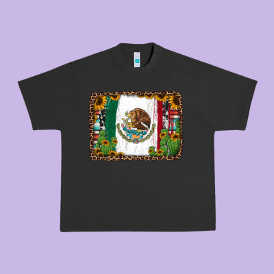 Mexican Flag Background With Cactus And Sunflower Urban Heavy Tee Designed By Jasminsmagicworld