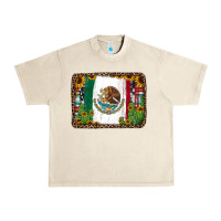 Sandshell mexican flag background with cactus and sunflower Urban Heavy Tee - Jasminsmagicworld