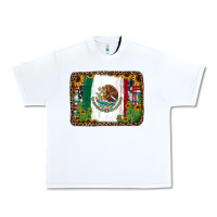 White mexican flag background with cactus and sunflower Urban Heavy Tee - Jasminsmagicworld