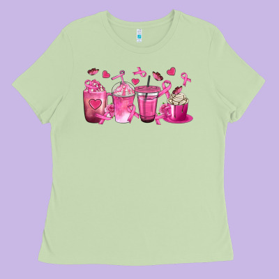 Breast Cancer Coffee Cups Ladies Tee Designed By Texasbilliewilder