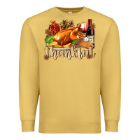 Antique Gold Thankful with Turkey Premium Sweatshirt - texasbilliewilder