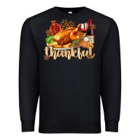 Black Thankful with Turkey Premium Sweatshirt - texasbilliewilder